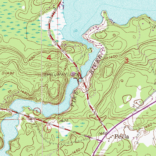 Topographic Map of Pike River Dam, MN