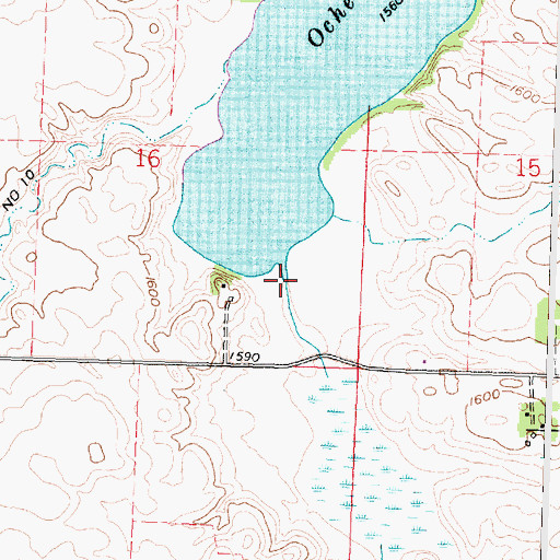 Topographic Map of Ocheda Lake Dam, MN