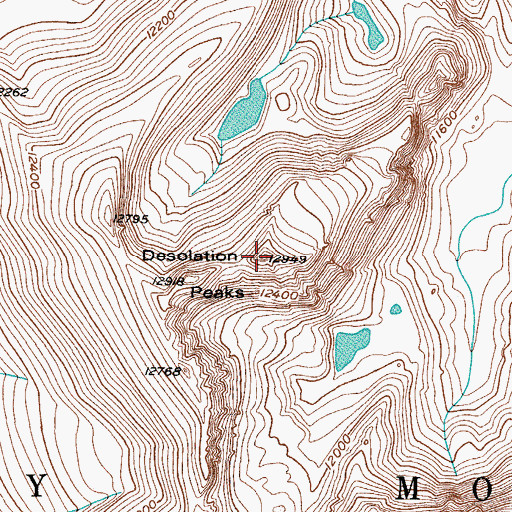 Topographic Map of Desolation Peaks, CO