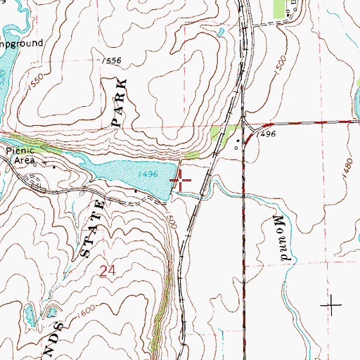 Topographic Map of South Mound Creek Pool Dam, MN