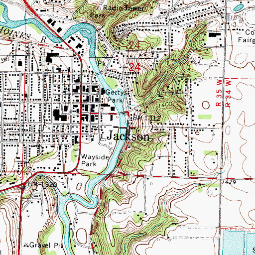 Topographic Map of Jackson Dam, MN