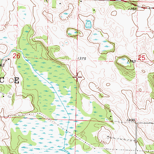 Topographic Map of Eunice Lake Dam, MN