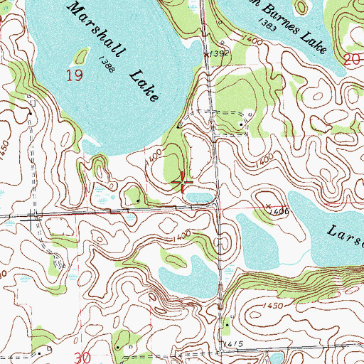 Topographic Map of Marshall Lake Dam, MN