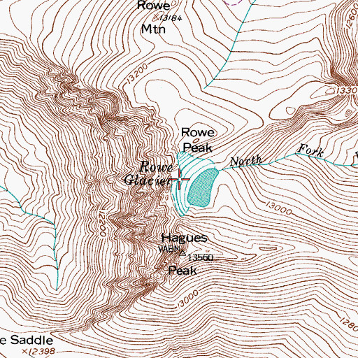 Topographic Map of Rowe Glacier, CO