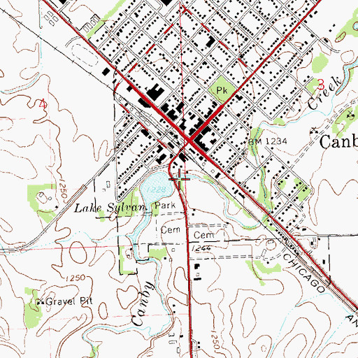 Topographic Map of Canby Lake, MN