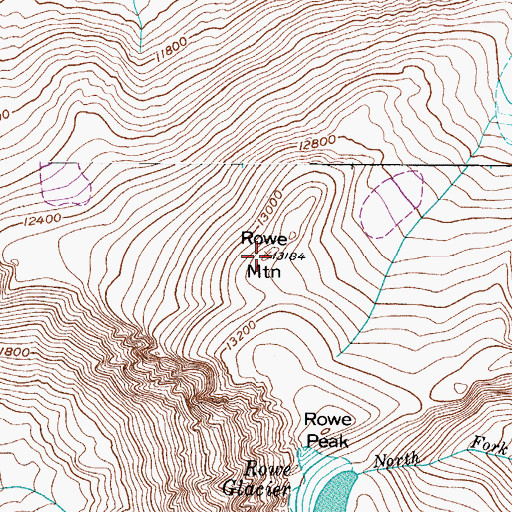 Topographic Map of Rowe Mountain, CO