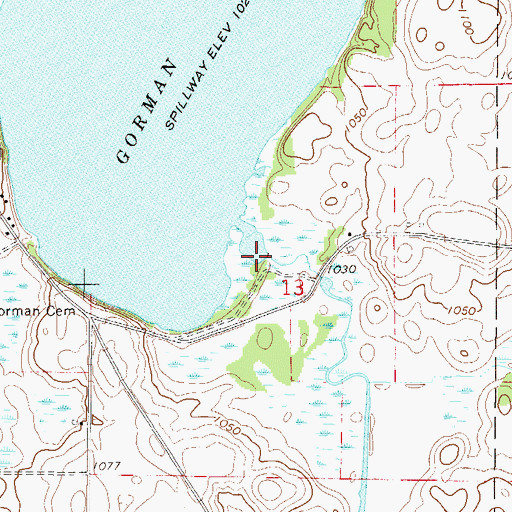 Topographic Map of Gorman Lake Dam, MN