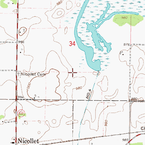 Topographic Map of Middle Lake Dam, MN