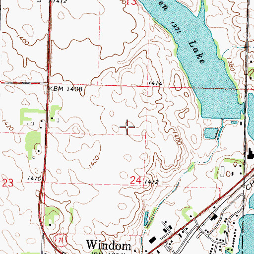 Topographic Map of Warren Lake, MN