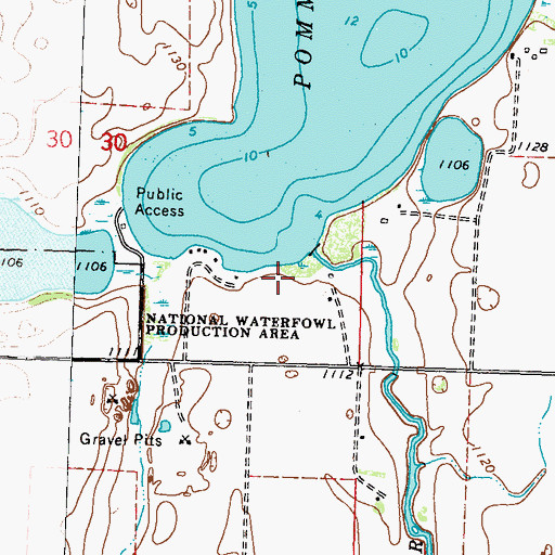 Topographic Map of Perkins Lake Dam, MN