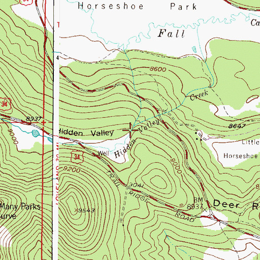 Topographic Map of Hidden Valley, CO