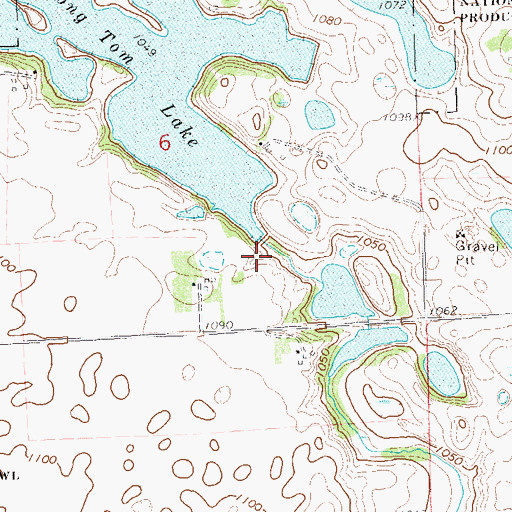 Topographic Map of Long Tom Lake, MN