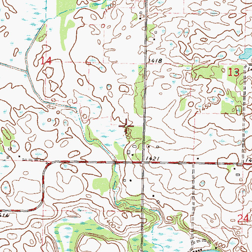 Topographic Map of Aaron Lake, MN