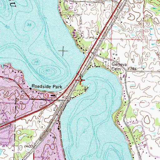 Topographic Map of Geneva Lake Dam, MN