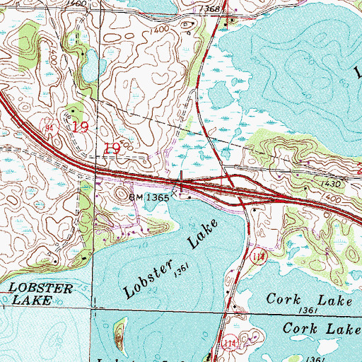 Topographic Map of Lobster Lake, MN