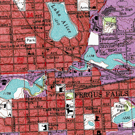 Topographic Map of Central-Wright Dam, MN