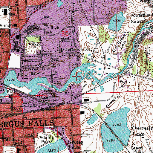 Topographic Map of Otter Tail River Reservoir, MN