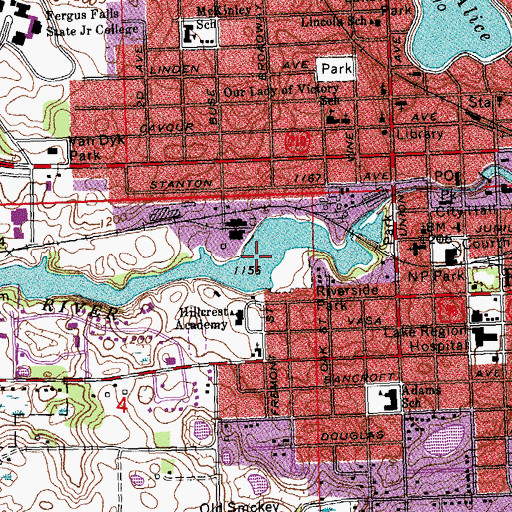 Topographic Map of Otter Tail River Reservoir, MN