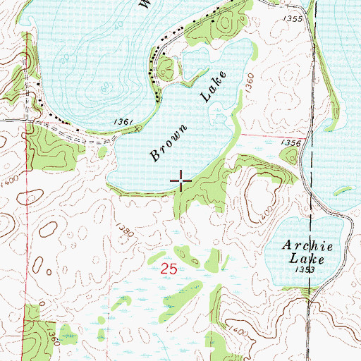 Topographic Map of Brown Lake, MN