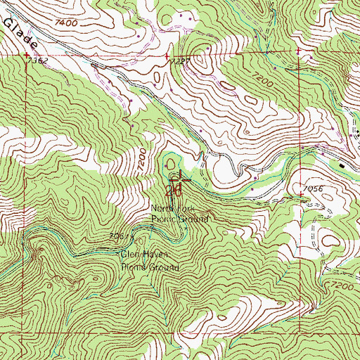 Topographic Map of Dunraven Glade, CO