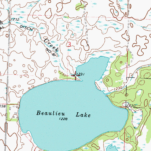 Topographic Map of Beaulieu Lake, MN