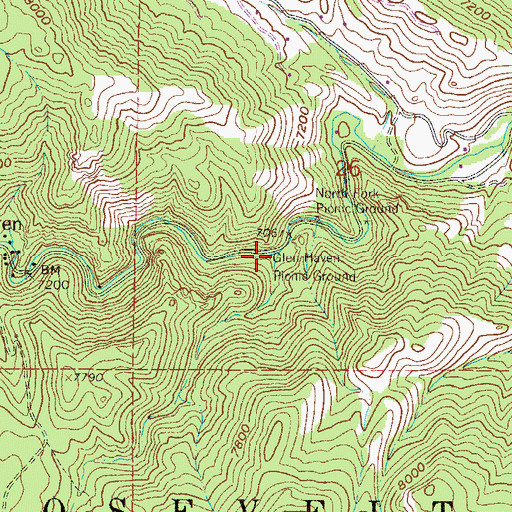 Topographic Map of Glen Haven Picnic Ground, CO