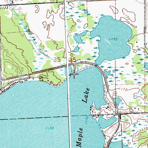 Topographic Map of Maple Lake Dam, MN