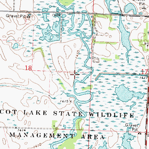 Topographic Map of Wildlife Pond, MN
