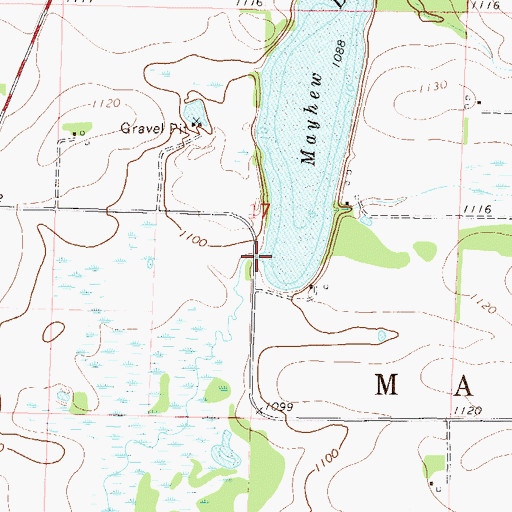 Topographic Map of Mayhew Lake Dam, MN