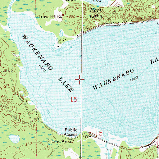 Topographic Map of Waukenabo Lake, MN