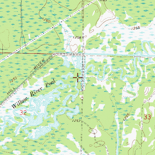 Topographic Map of Moose-Willow Number 2 Dam, MN