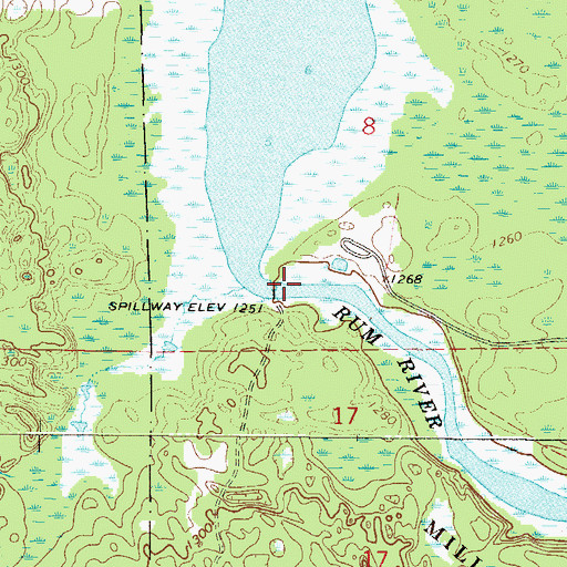 Topographic Map of Ogechie Lake Dam, MN