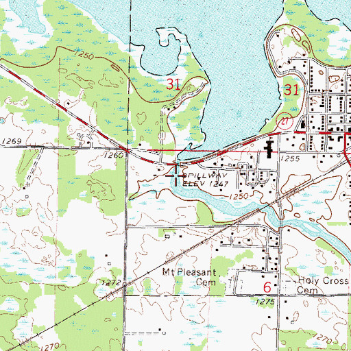Topographic Map of Onamia Lake Dam, MN
