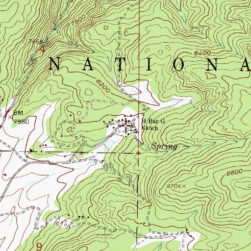 Topographic Map of H Bar G Ranch, CO