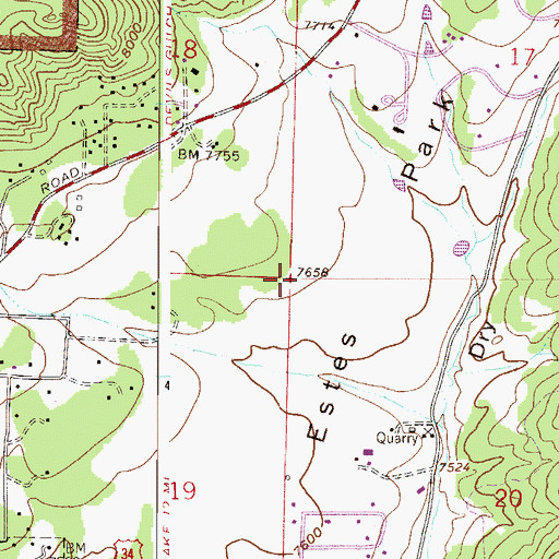 Topographic Map of Estes Park, CO
