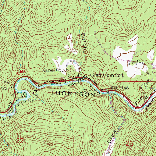 Topographic Map of Dark Gulch, CO