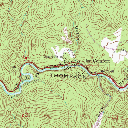 Topographic Map of Glen Comfort, CO