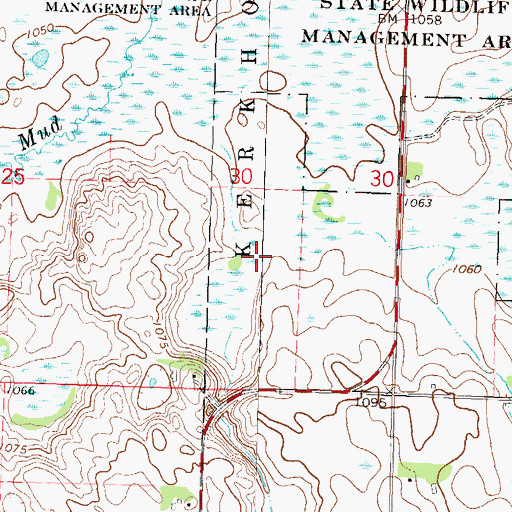 Topographic Map of Falk Wildlife Area Dam, MN