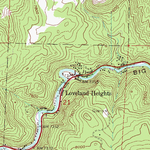 Topographic Map of Loveland Heights, CO