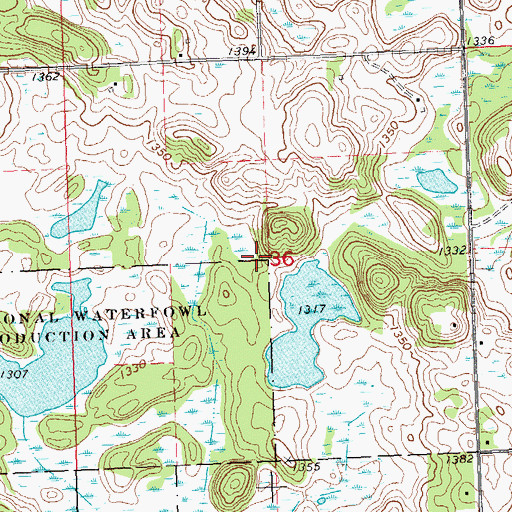 Topographic Map of Estlick Wildlife Wetland Structure Dam, MN