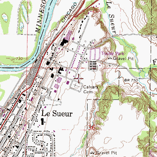 Topographic Map of Le Sueur Erosion Project Dam, MN