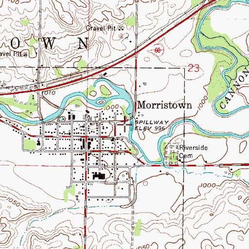 Topographic Map of Morristown Pond, MN