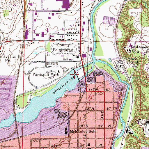 Topographic Map of Cannon River Dam, MN