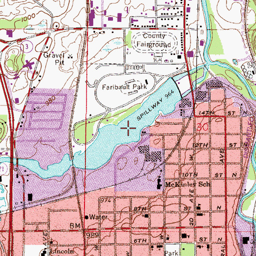 Topographic Map of Cannon River Reservoir, MN