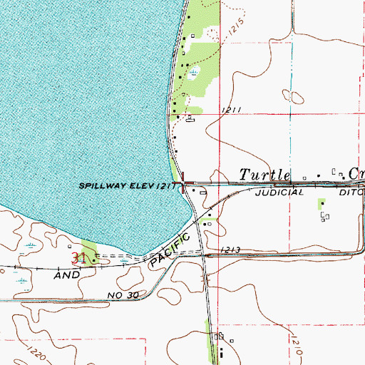 Topographic Map of Geneva Lake Dam, MN