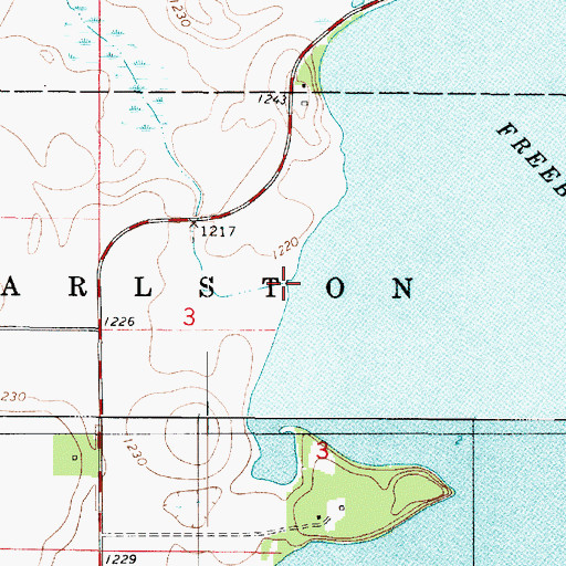Topographic Map of Freeborn Lake Dam, MN