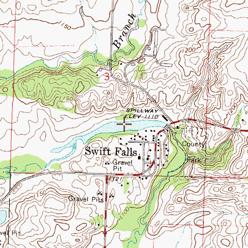 Topographic Map of Swift Falls Dam, MN