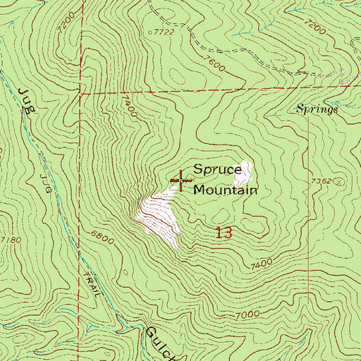 Topographic Map of Spruce Mountain, CO