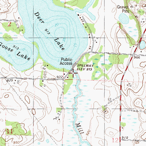 Topographic Map of Deer Lake Dam, MN