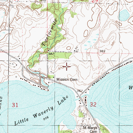 Topographic Map of Little Waverly Lake, MN